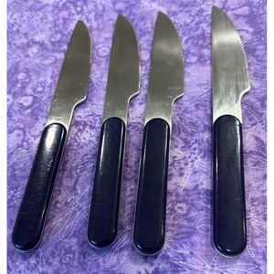 Dansk Summer House Serrated Knives Blue Handle Stainless Steel Set Of 4 Flatware